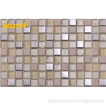 Scratch Resistant Glossy Glass And Metal Mosaic Tile For Sw